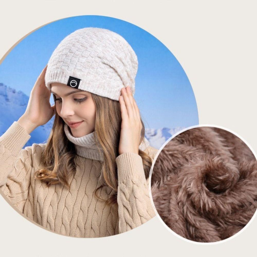 2PCS/Set Soft Knitted Hat Warm Beanie Cap Gift Women Hats Scarfs Set for Women
