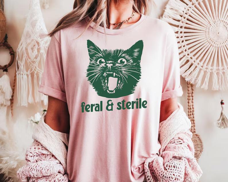 2026 New Stray Cat and Spayed Cat Tshirt Funny Hysterectomy FeUnisex Tshirt HighQuality Tshirt for Both Unisexs Clothing Summer