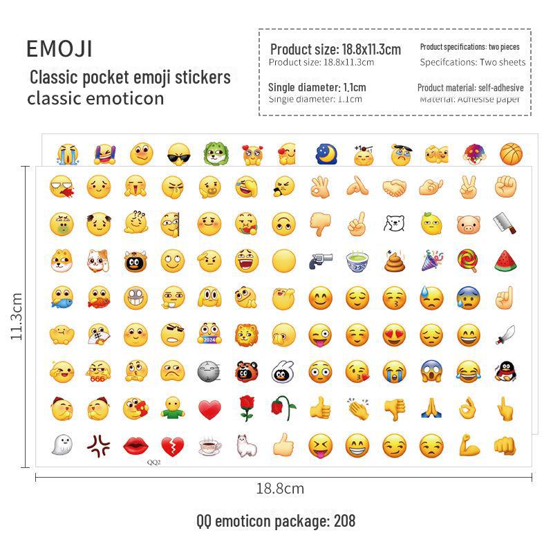 QQ Cartoon Emoji Stickers: Creative DIY Cute Expression Pack for Diary and Mood Decoration