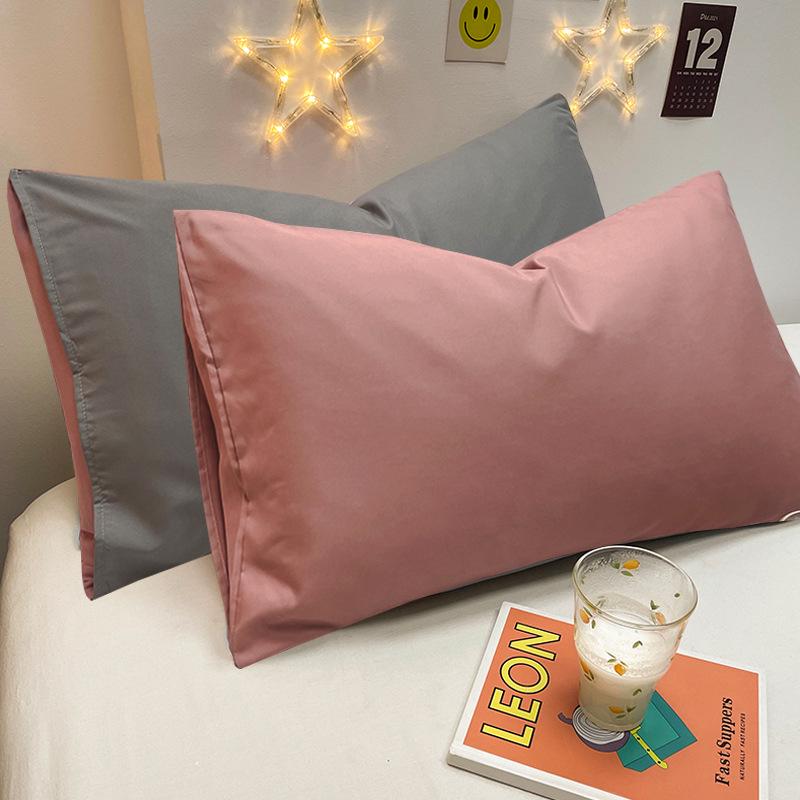 Набор из 2 наволочек из стираного хлопка 48x74 см, однотонные, с начесом