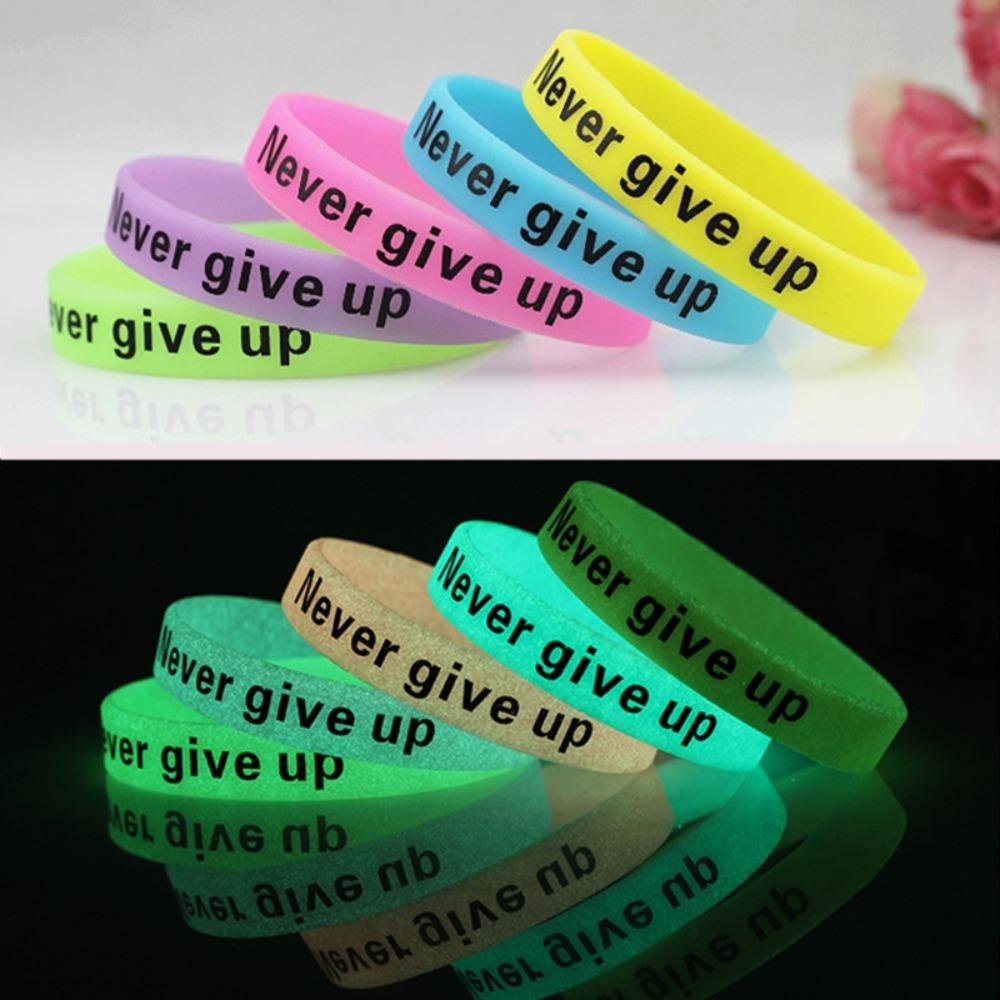 Women Men Basketball Wristband Luminous Rubber Bracelets Never Give Up Bracelet Silicone Sweat Band