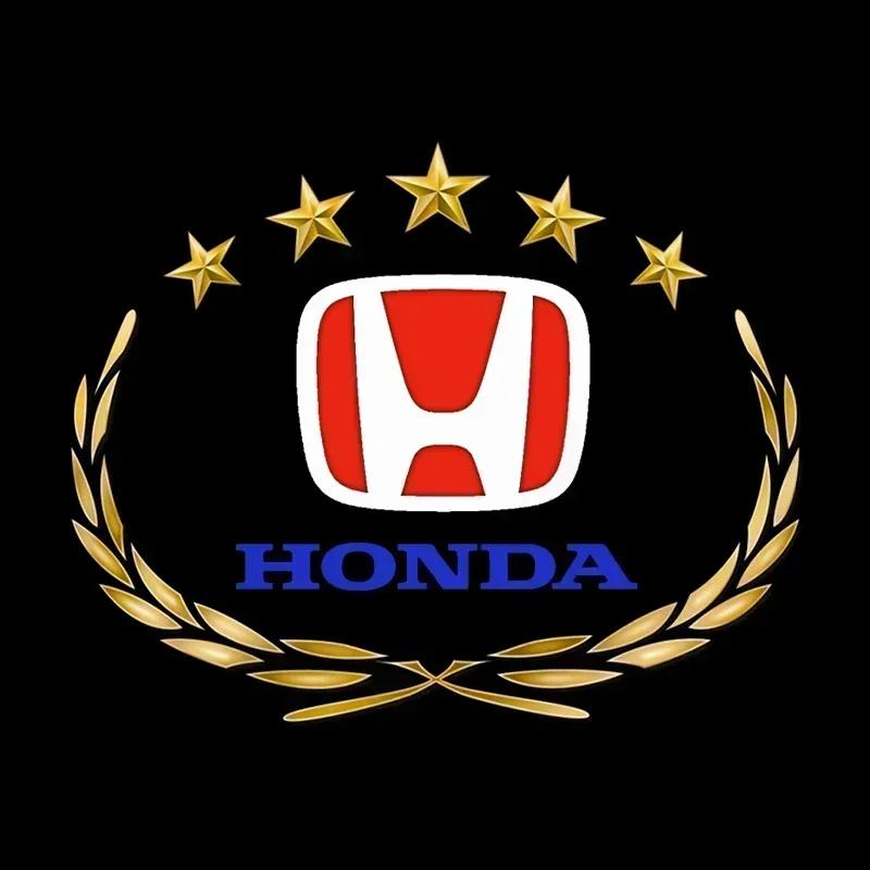 2Pcs LED HD Car Door Lights Logo Welcome Light For Honda Civic Fit Jazz Accord CRV HRV City Odyssey Passport Pilot Vezel Insight