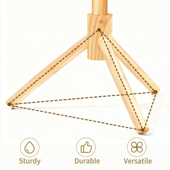 Деревянная напольная вешалка для одежды Сверхпрочная Регулируемая Вешалка-дерево Прихожая Вход Гостиная Спальня Шляпы Пальто Шарфы Сумки Вешалка-стойка