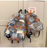 Школьная сумка плюшевая шерстяная школьная сумка клетчатая ретро школьная сумка японский нишевый дизайн рюкзак большой емкости плюшевый рюкзак для девочки