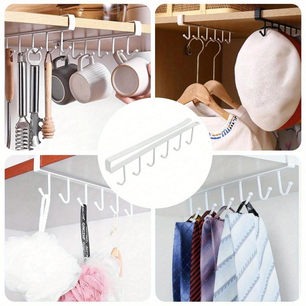 1 шт. Алюминиевая настенная подставка для кружек без винтов, органайзер для кухонного шкафа для кофейных чашек, чайных чашек, нижнего белья, галстуков, вешалка для шарфов, прочная железная подвесная полка
