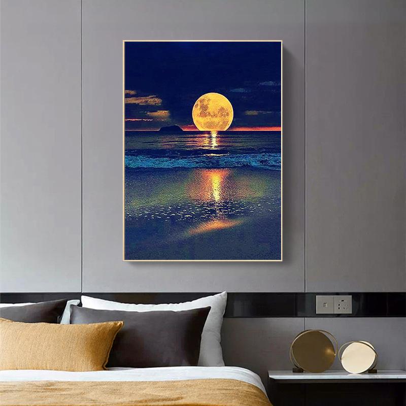 RUOPOTY Paint By Numbers Moon Wall Art Unique Gift DIY Frame Hand Painted Picture By Numbers Landscape For Living Room