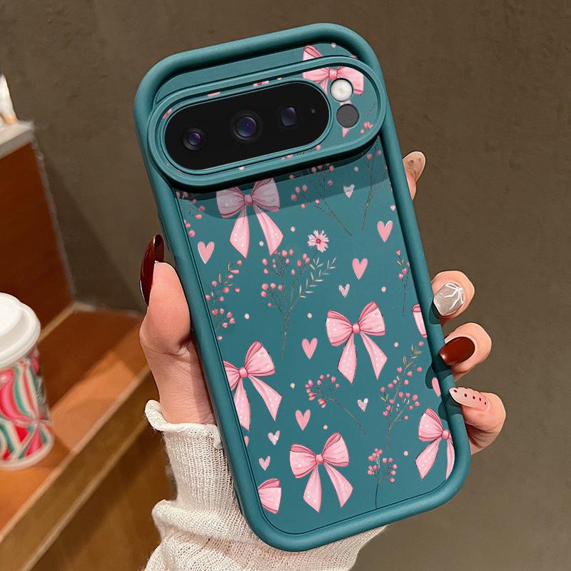 Pink Bowknots Floral Pattern Case For Google Pixel 10 Pro XL Shockproof Bumper Silicone Cover For Pixel 9A 9 8 7 Pro 8A 7A