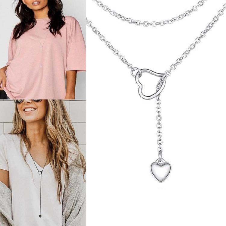 Современное длинное ожерелье с подвесками-сердцами Модное регулируемое колье-лариат с подвеской-сердцем Уникальная цепочка на шею для женщин