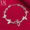 925 Sterling Silver Five Butterfly Chain Bracelet Fashionable Wedding Jewelry