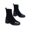 Fashion Round Toe Half High Boots for Women Black Warm 2025 New Trend Fashion Boot Chic and Elegant Gothic Luxury Mid Calf Shoes Woman