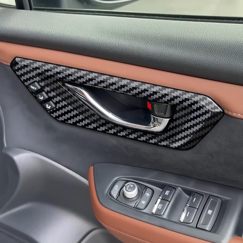 LHD RHD For Subaru Forester 2024 2025 2026 ABS Carbonfiber black Car Inner Door Handle door Bowl cap Covers Interior Accessories
