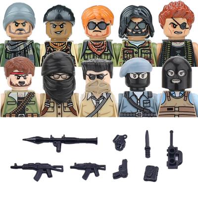 Городские Аксессуары MOC Фигурки Злодеев Гангстеров Строительные Блоки Современный Солдат Маска Шлем Оружие Базука Военное Оружие Кирпичики Игрушки