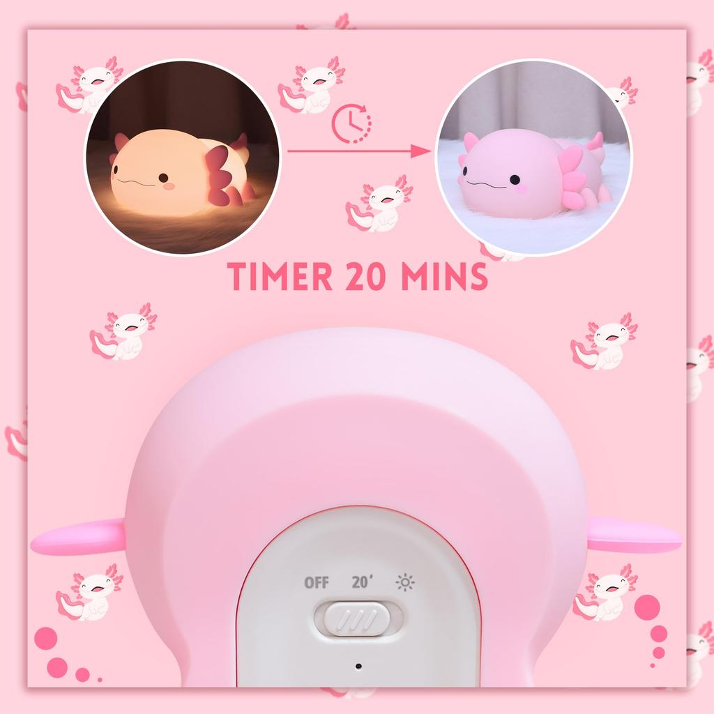 Anywin милый аксолотль силиконовый ночной зверек прикроватный затемняемый перезаряжаемый настольный подарок для идеальной жизни детская комната украшение свет, лампа, лампа,