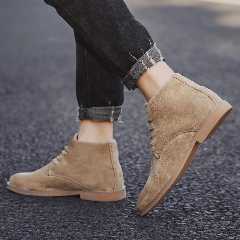 Men Casual Boots Fashion Elegant Men's Suede Leather Ankle Boots Male Casual Classic Trendy Business Lace Up Men Chelsea Boots