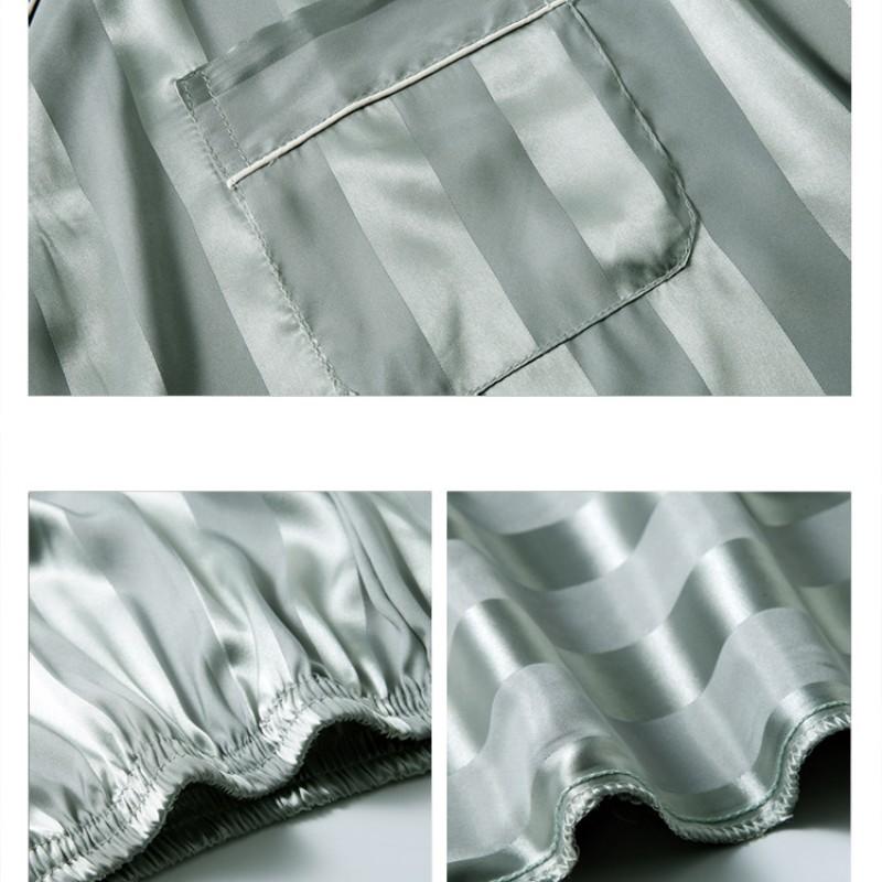 Весна и осень, тонкие шелковые мужские пижамы с длинными рукавами, имитация шелка, брюки большого размера с длинными рукавами, пижамы, летняя домашняя одежда