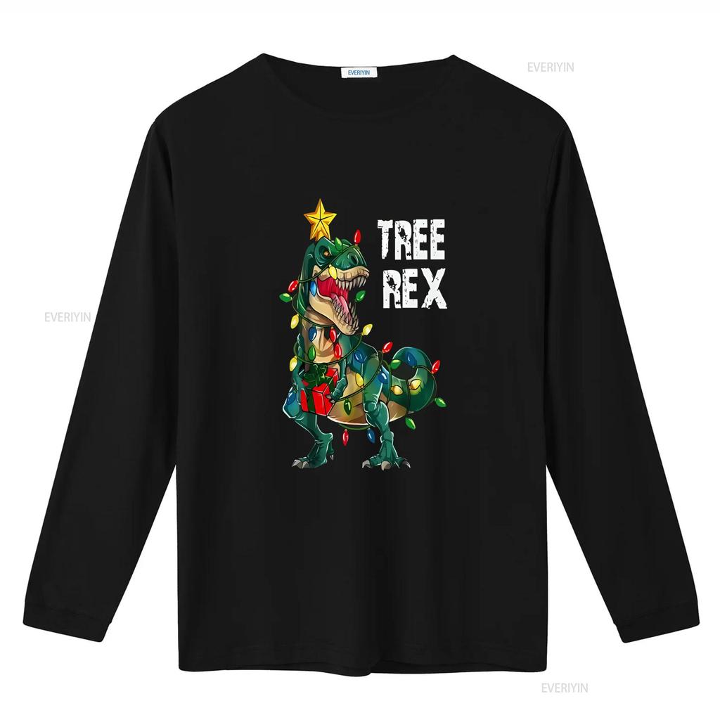 Tree Rex T Funny Christmas Dinosaur Womens Shirt Unique Design Festive Fun vintage Washed homme fashion Breathable Casual