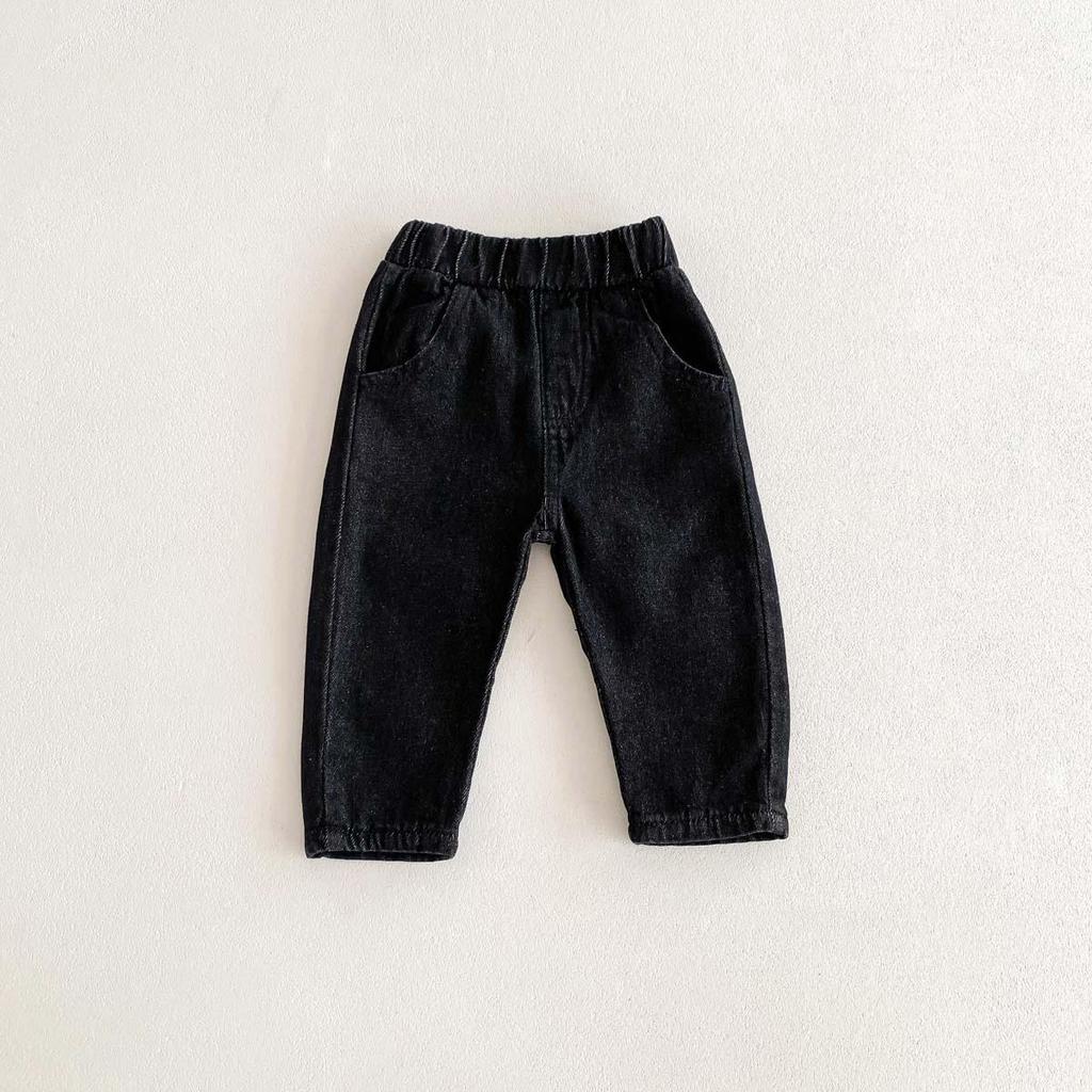 Children's Spring/Autumn Soft Jeans - Unisex, Ages 0-6, Casual Western Style Solid Color