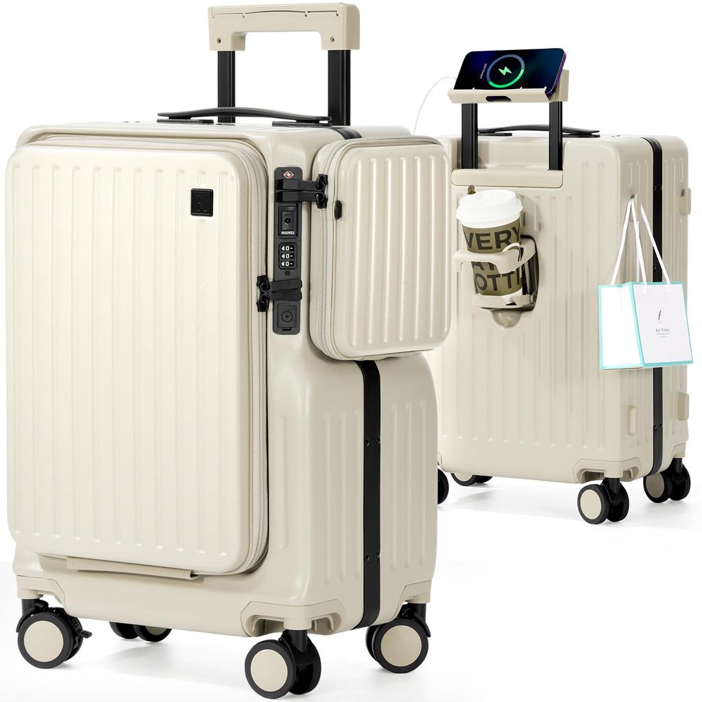 Design Guided by Active Flight Attendants Suitcase Company Front Opening With Stopper Single Door Multifunctional Carry Case Mobile Stand USB Port