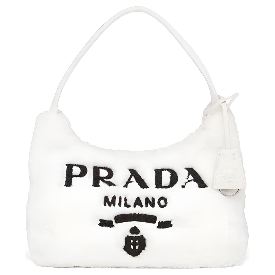 Prada Re-Edition 2000 Zipper Closure Fabric Underarm Bag Tote Shoulder Bag Women bags White 1NE515_2DXO_F0964