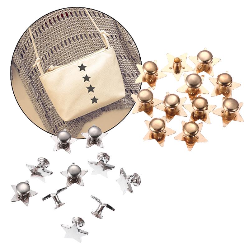 10Pcs Metal Stars Rivets for DIY Leather Crafts Clothing Hat Bag Shoes Belt Decoration Garment Rivets Studs Sewing Accessories
