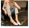 Sheepskin Version~ French Leather Silver Mary Jane Single Shoes Women's Word with Square Head Flat Bottom Small Leather Shoes Soft Sole Ladyshoes