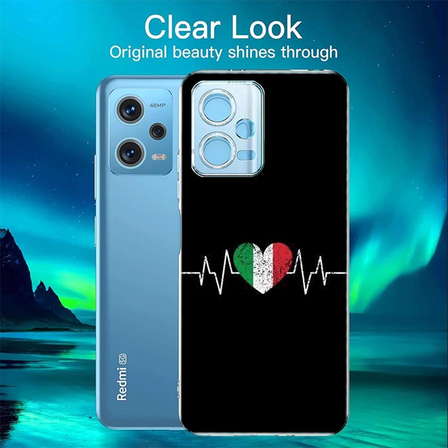 Italy Flag Phone Case For Redmi 12 13C 12C 15C 9 10 10C Note 13 Pro Plus 14 15 Pro 9T 9C 9A TPU Soft Cover Clear Cell Cases Shoc