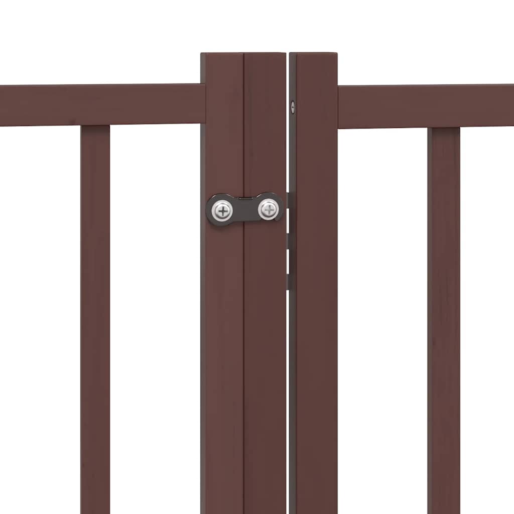 4 Piece Foldable Dog Gate with Door Brown Oak Finish 320 cm Pine Wood