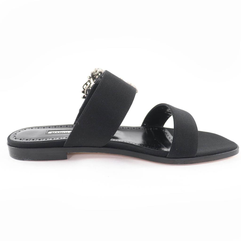 Pristine MANOLO BLAHNIK Sandals TITUBAFLAT Bijoux black silk 38 665.99WTIFCRE010 Used