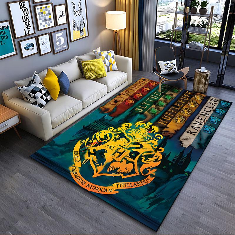 Hogwarts House Crests Carpet suitable as a non-slip mat for the living room or bedroom sofa