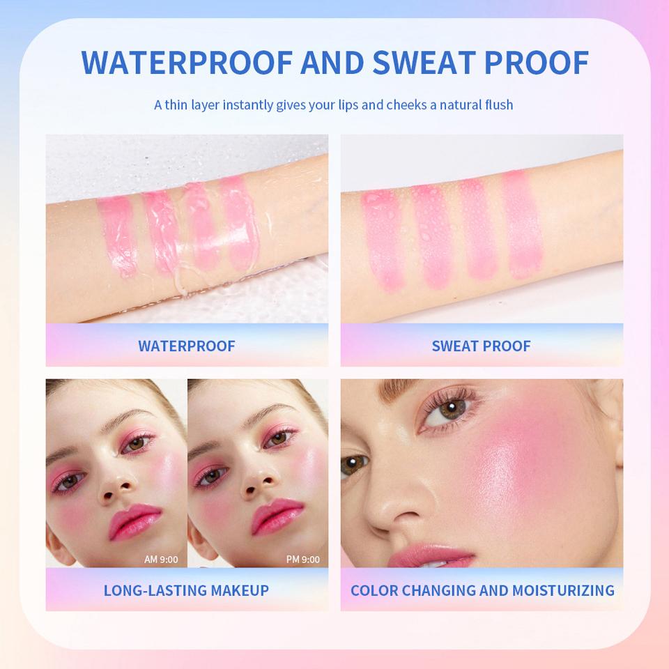 Румяна, меняющие температуру. Прозрачный гель, меняющий цвет. Блестящие кремовые румяна. Натуральные телесные румяна для макияжа.