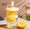 Portable Tea Travel Mug with Filter Glass Straw Cup, Detachable Filter, Macaron Color Flower Water Bottle for Scented Decor, Heat Resistant Mug, Home