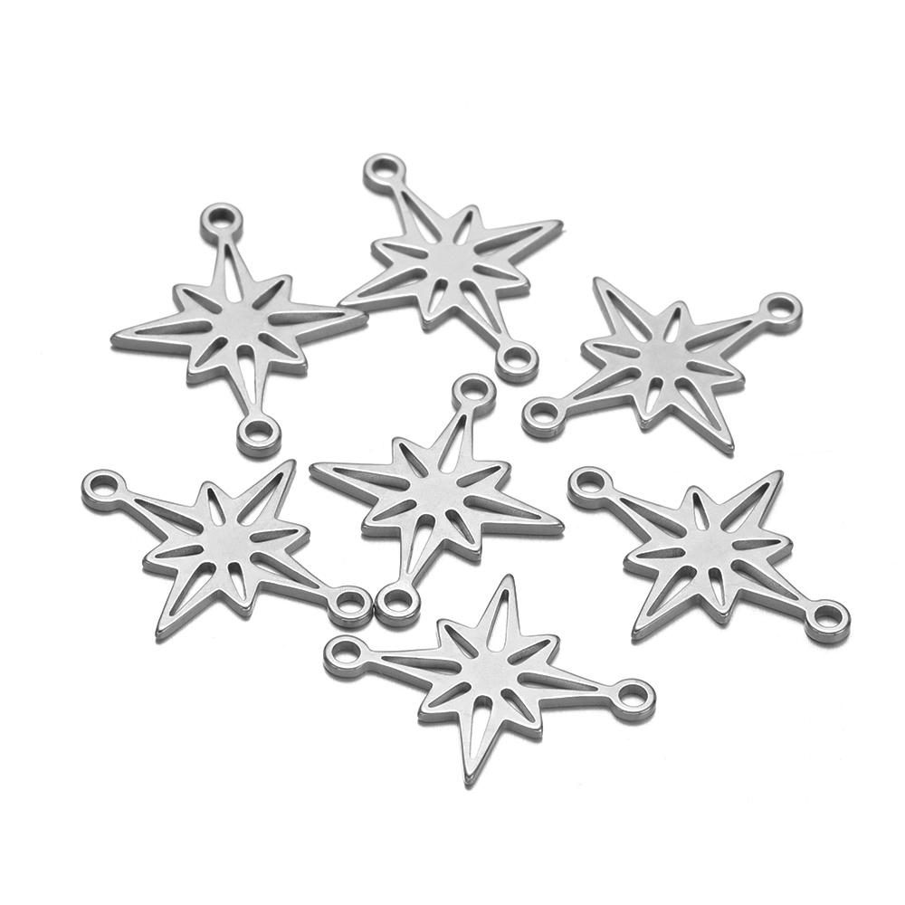 20pcs Stainless Steel Star Connector Charms for DIY Earrings Making Accessories Jewelry Making Bracelets Necklace Findings
