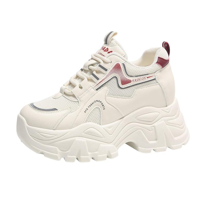 Массивные женские модные кроссовки с увеличением на 6 см Весна Осень Дышащая повседневная обувь Студенческая обувь Мягкая вулканизированная обувь