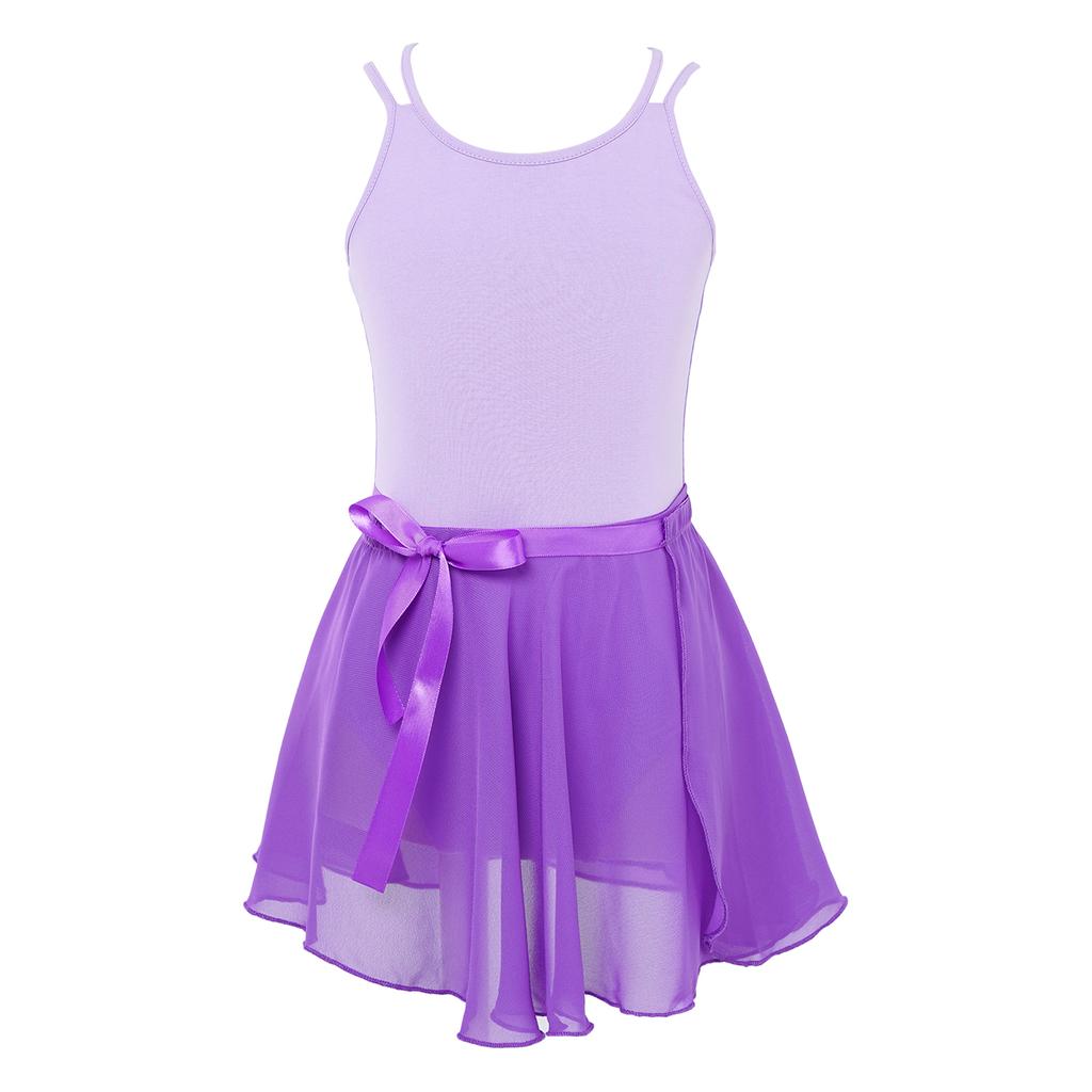 Ballet Dance Gymnastics Leotard with Chiffon Wrap Skirt Outfit Set Kids Girls Stylish Dancewear