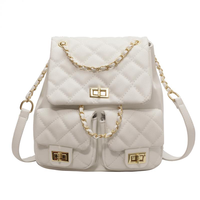 Простой ромбовидный повседневный рюкзак на цепочке, женский новый модный дорожный рюкзак, летний студенческий маленький рюкзак