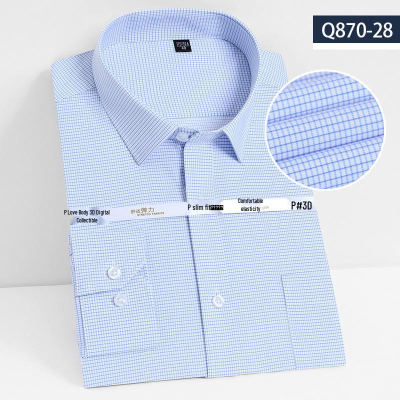 Youth Casual Slim Fit Men's Shirt: Solid Color, Light Business, Turn-Down Collar, Fashion Work Uniform