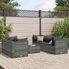 VidaXL Garden Lounge Set 6 Pcs with Cushions Grey Wicker, Outdoor Sofa Set, Garden Corner Sofa, 3308018