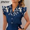 JPNTKY Women's Fashion Casual Summer Floral Print Short Sleeve V-Neck Blouses & Shirts