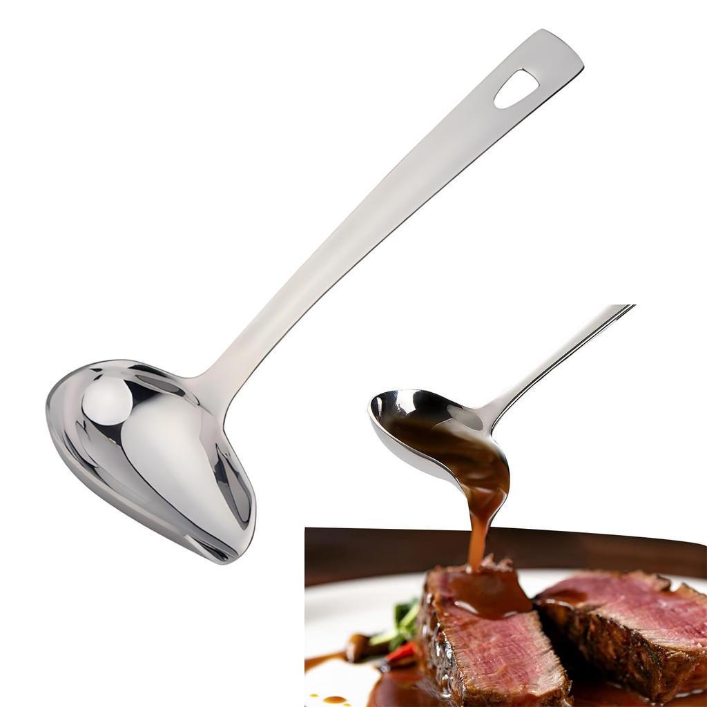 RICISUNG Side Stainless, общая длина, половник, легко мыть в посудомоечной машине, сталь, ложка, 22 см, гигиеничный, прочный, моющийся, безопасный, кухонная утварь, устойчивый к ржавчине
