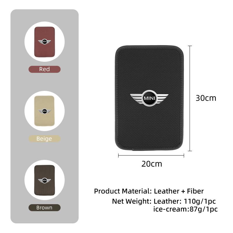 XJVYV1 For BMW 2025 Hot Car Interior Armrest Box Cover Console Ice Silk Booster Storage Pad For MINI WORKS Cooper F55 F56 R60 R59 R58 R