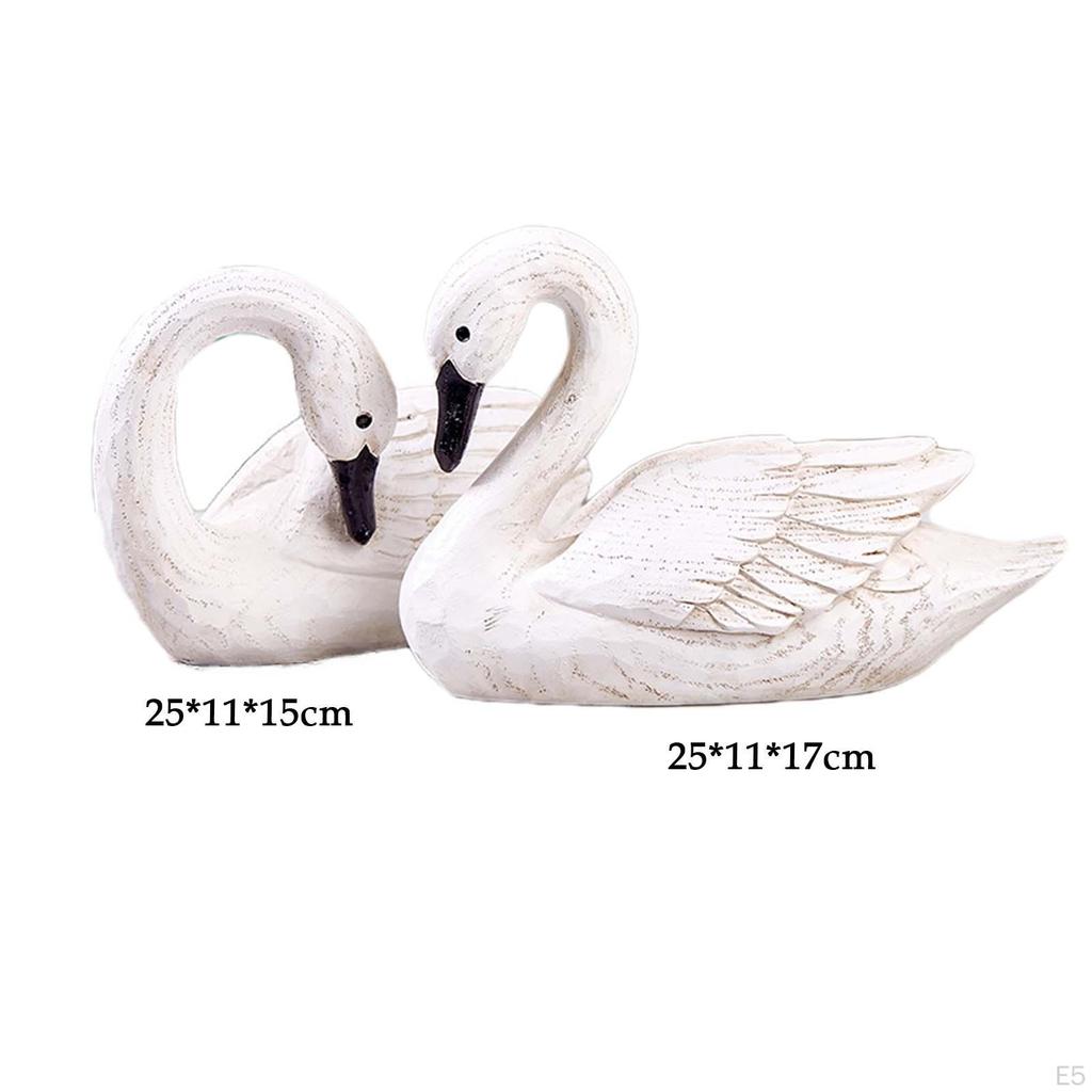 2 скульптуры из смолы, пара фигурок лебедей, подарок на день рождения, украшение для дома, статуэтки птиц