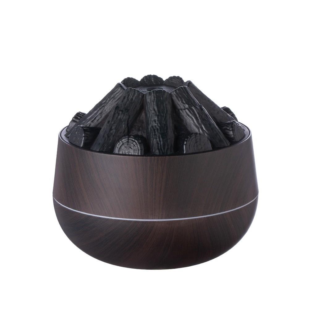 Creative Flame Wood Grain Humidifier 300ml Capacity Indoor Aromatherapy Machine Desktop