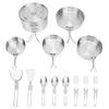 Stainless Steel Camping Cookware Set Foldable Handle Portable Cookware Lightweight Cookware Set For 3 People