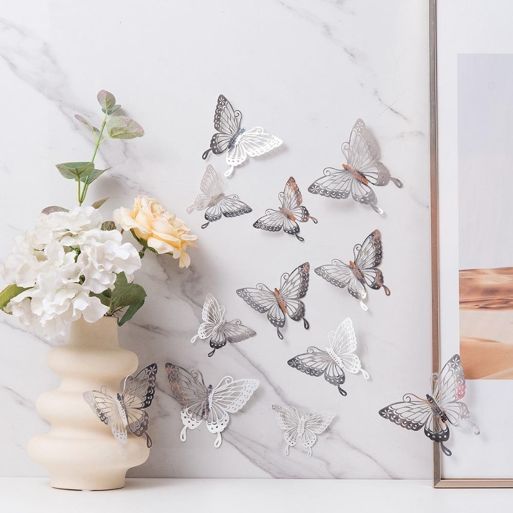 12pcs 3D Butterfly Wallpaper Self Adhesive Decal New Butterfly Wall Stickers Festival Decoration