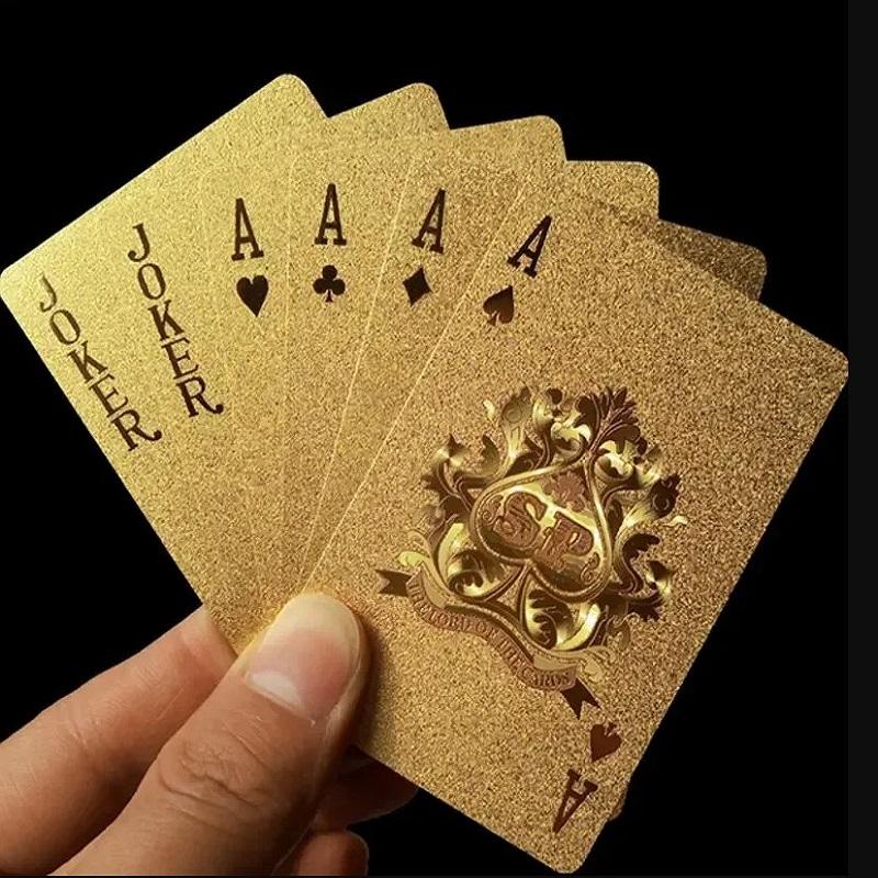 24K Золотые Игральные Карты Пластиковая Покерная Колода Игровой Набор Фольгированные Карты Покерная Колода Магические Водонепроницаемые Карты Подарочная Коллекция Игра