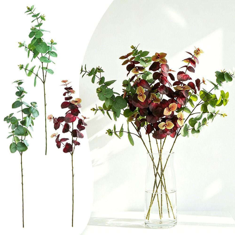1Pcs Green Fake Leaf Branch 75cm Decorative Fake Plants Artificial Eucalyptus Leaf for Party Decor