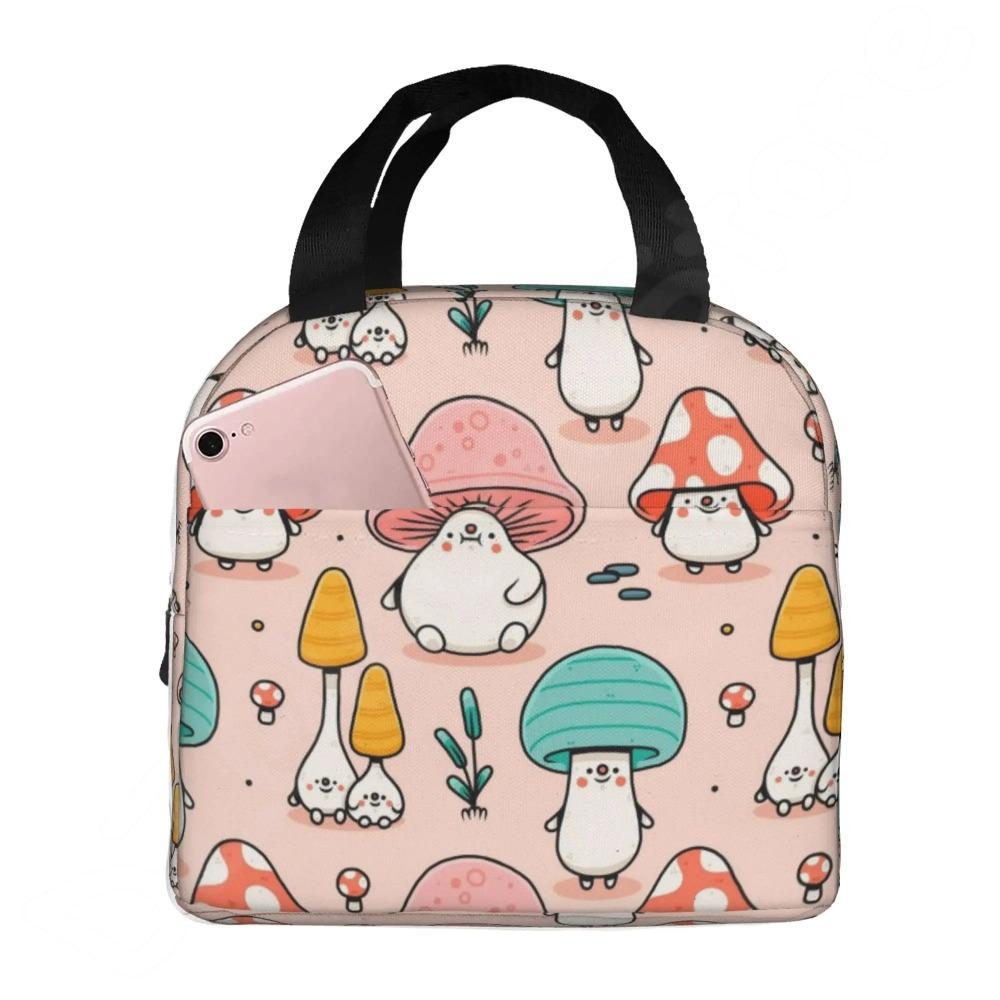 Сумка для ланча для женщин и мужчин с изображением грибов, многоразовая, изолированная, охлаждающая, ланч-бокс, милый, забавный контейнер, держатель для ланча, портативная сумка