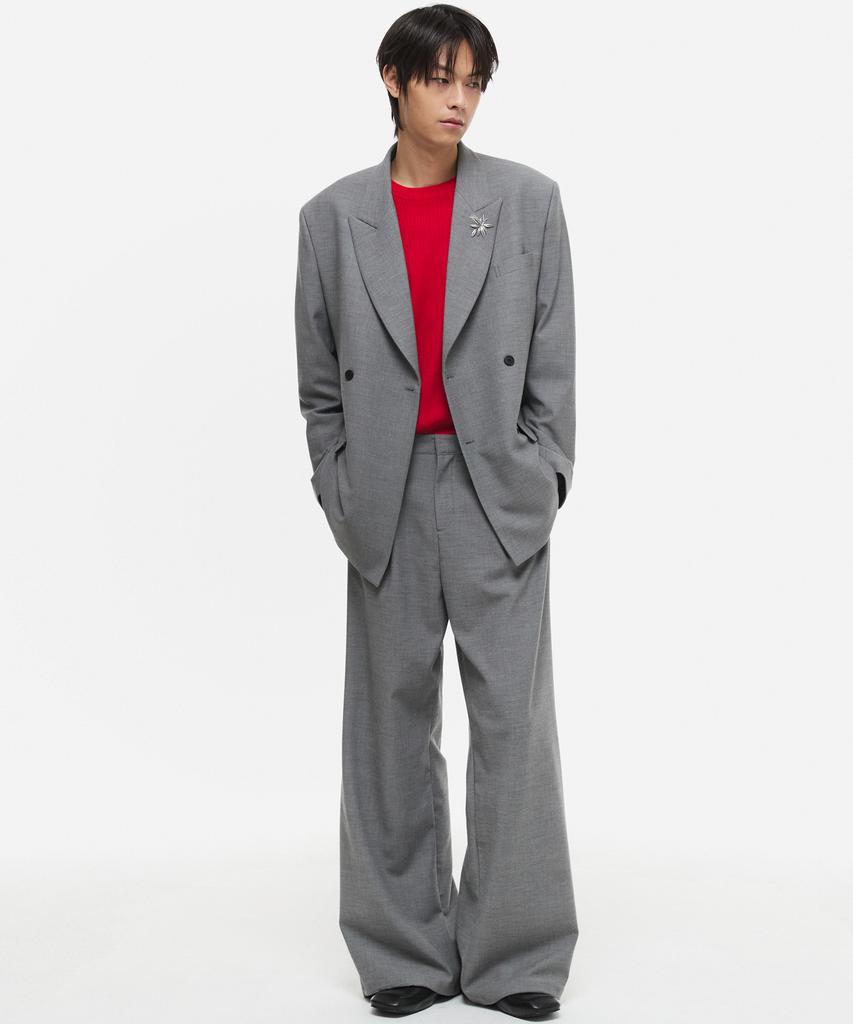 Dnsr Wool Peaked Double Blazer Grey