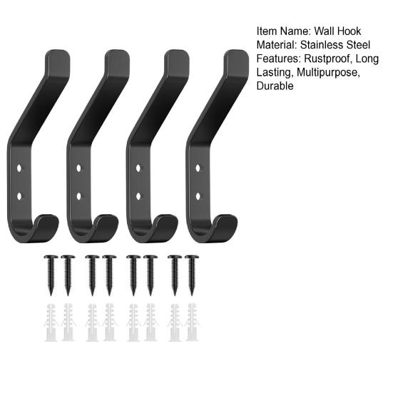 Wall Hook Hat Hanger Strong Load-bearing Rust-Resistant Simple Installation Arc Shaped Design Versatile Use Coat Hook