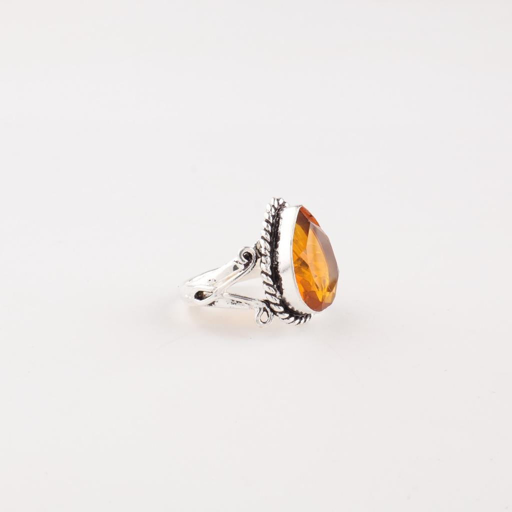 Citrine Gemstone 925 Stamped Silver Jewelry Handcrafted Partywear Ring For Women RR-57-15